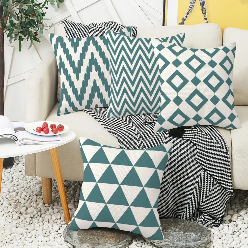 Throw Pillowcase Cushion Cover Geometric Pattern Washable Easy Maintenance Wear Resistant Home Decor Cushion Case Pillowslip