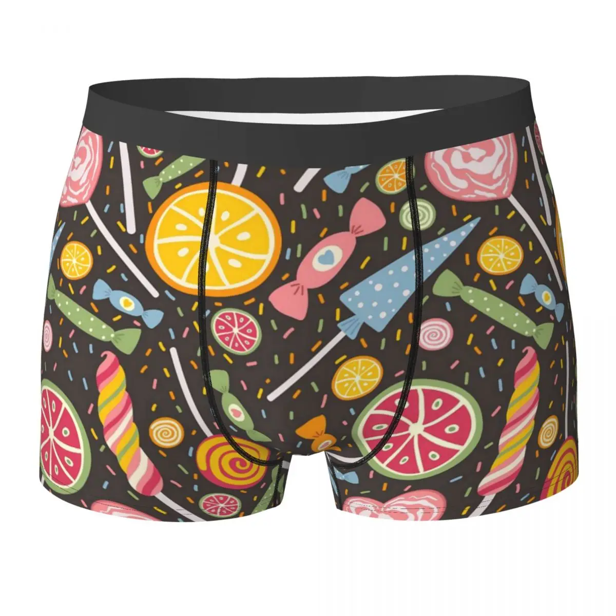 Colorful Candy Print Underwear Pink Yellow Men Boxer Brief Sexy Boxer Shorts Trenky Print Large Size Underpants