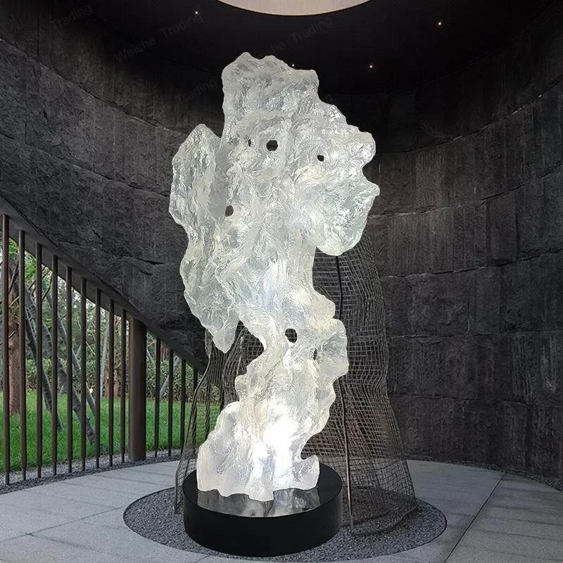 Sales Department Model Room Hotel Lobby Large Floor Sculpture Decoration Simulation Transparent Resin Taihu Stone Ornament