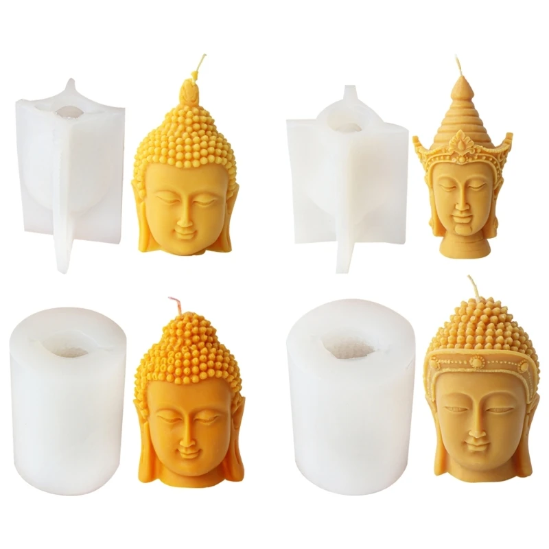 Y1UB 3D Buddhas Head Mold Silicone Meditation Buddhas Head Shaped Mold Creative Making Silicone Moulds