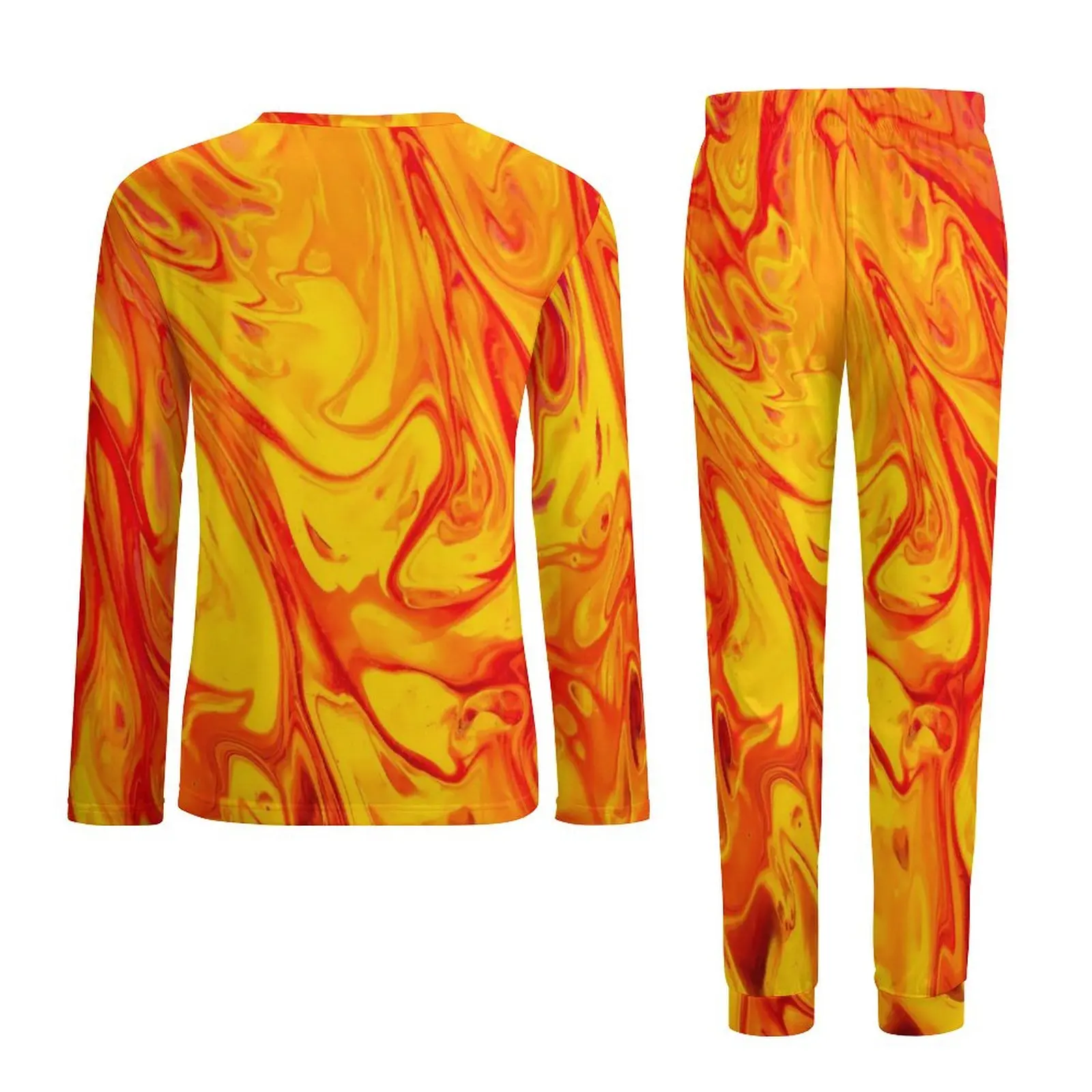 Splatter Print Pajamas Autumn 2 Pieces Marble Fire Romantic Pajama Sets Male Long Sleeve Night Graphic Sleepwear Big Size