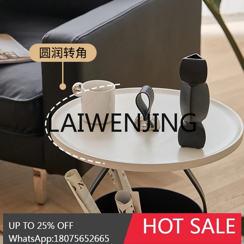 

RWJ Hand-Held Sofa Handmade Saddle Leather Storage Small Coffee Table Creative Bedside Table