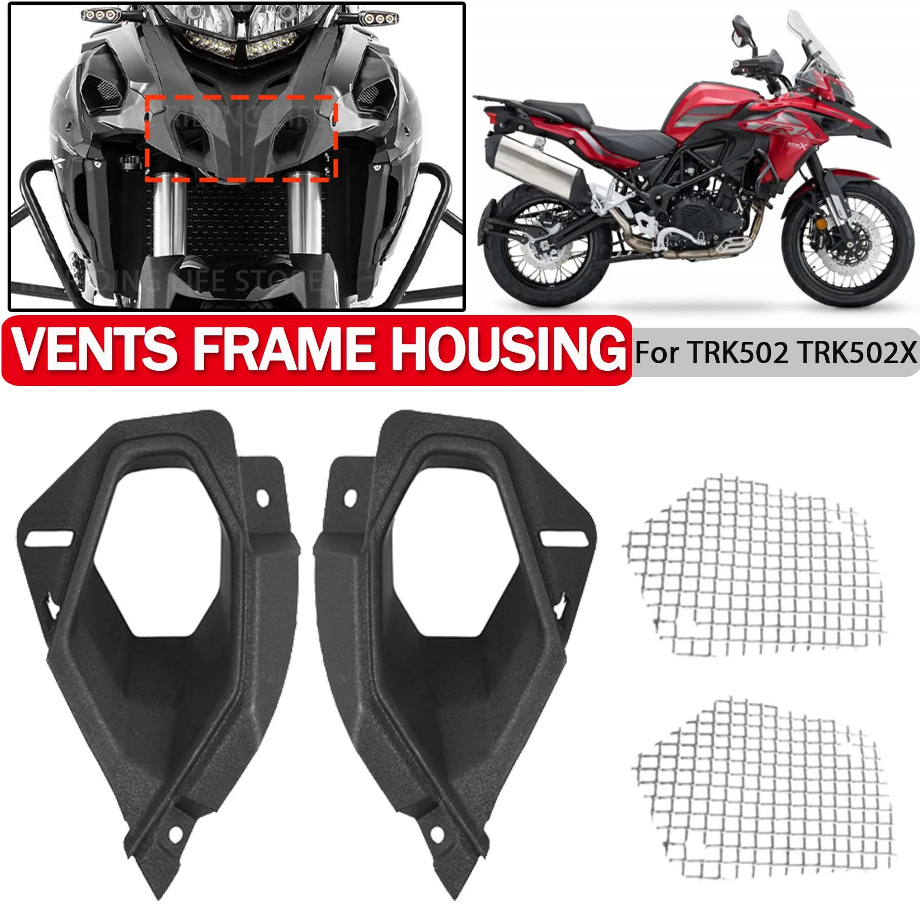 

For Benelli TRK 502 X TRK502 TRK502X BJ500GS-A Front Air Vents Frame Panel Left Right Ventilation Openings Beak Fairing Housing