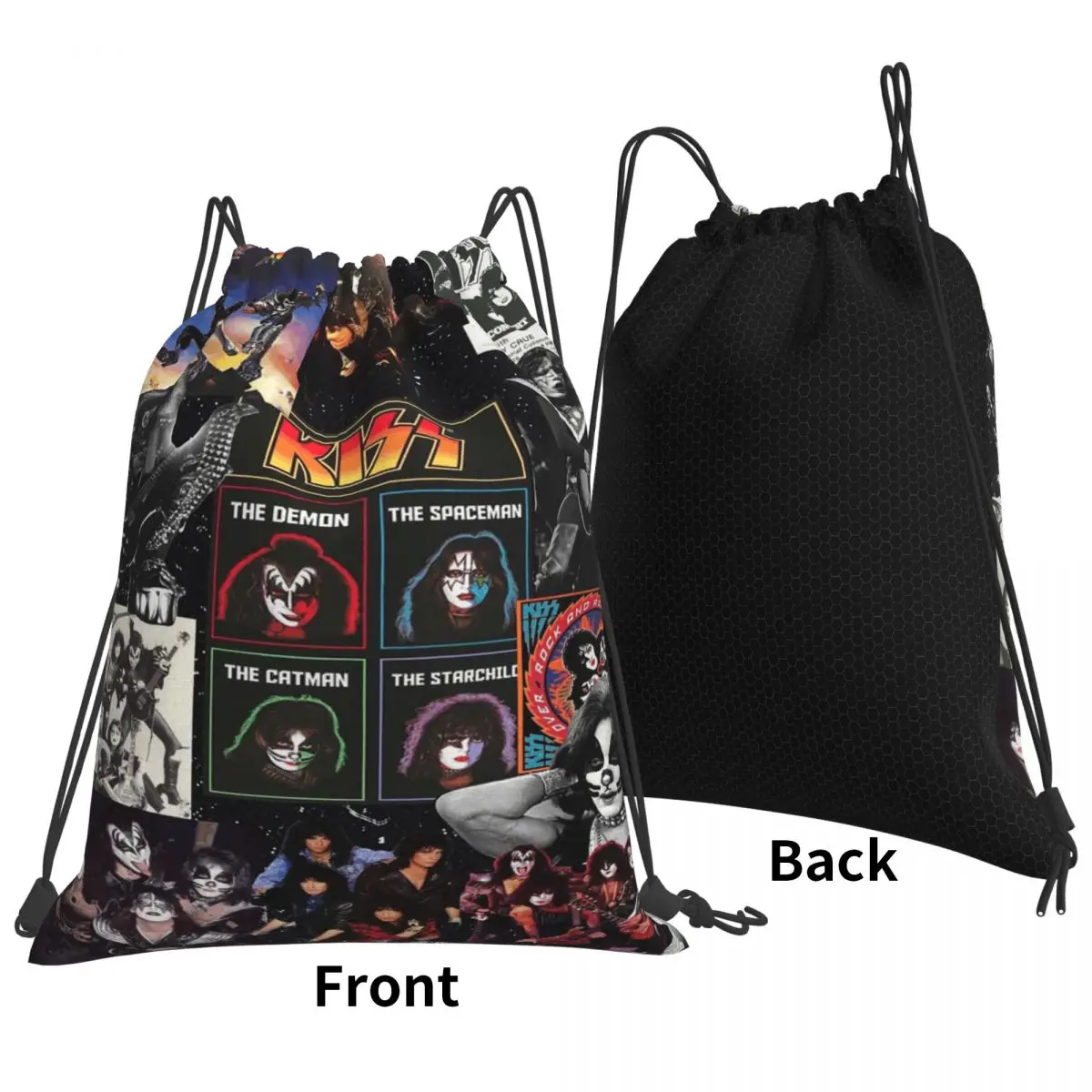 Heavy Metal Rock Music Band Kiss Backpacks Portable Drawstring Bags Shoes Bag Book Bags for Man Woman School