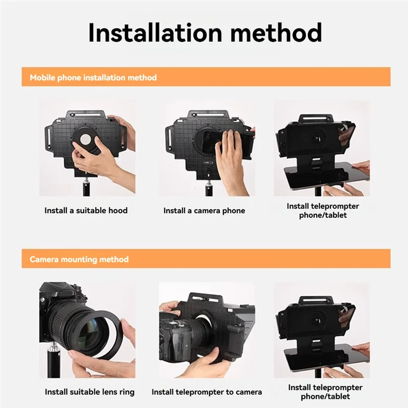 ABMF-F8 Universal Teleprompter For Tablets Laptops Smartphones Cameras For Live Streaming And Recording With Large Screen