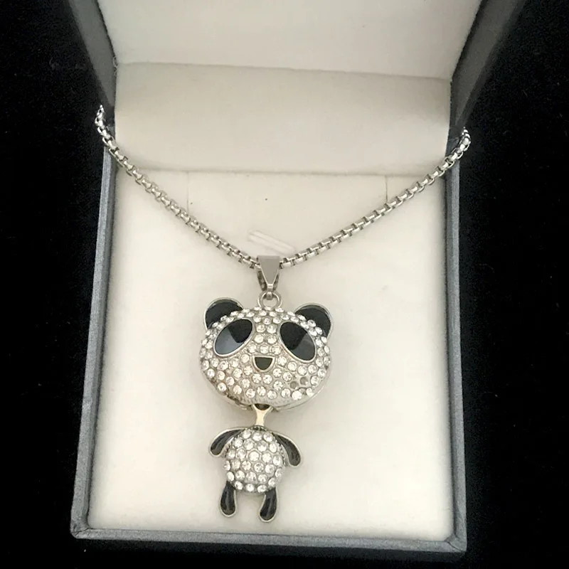 Fashion Movable Panda Necklace Lady Exquisite and Cute Cartoon Animal Hip-hop Personality All-match Pendant