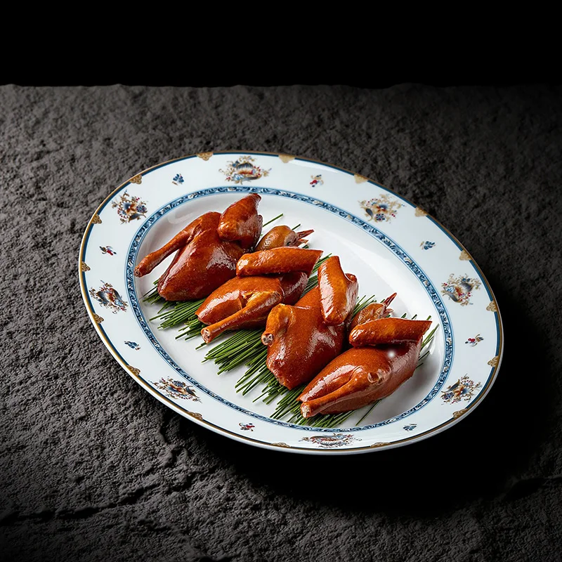 European new oval fish plate high-end restaurant club creative cold dish plate artistic conception ceramic tableware