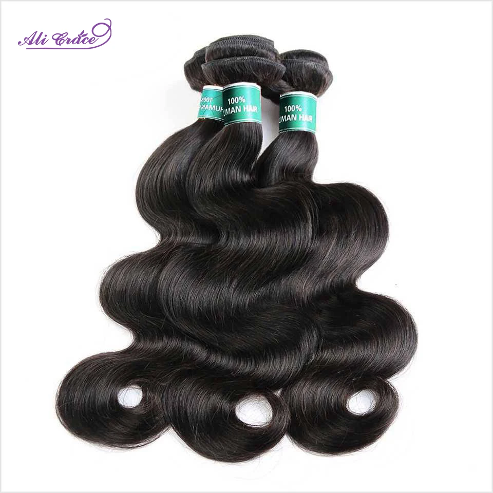 ALI GRACE Hair Peruvian Body Wave Hair Weave Bundles 100% Remy Human Hair Extension Natural Color 10-28 inch 1 3 4 Hair Bundles