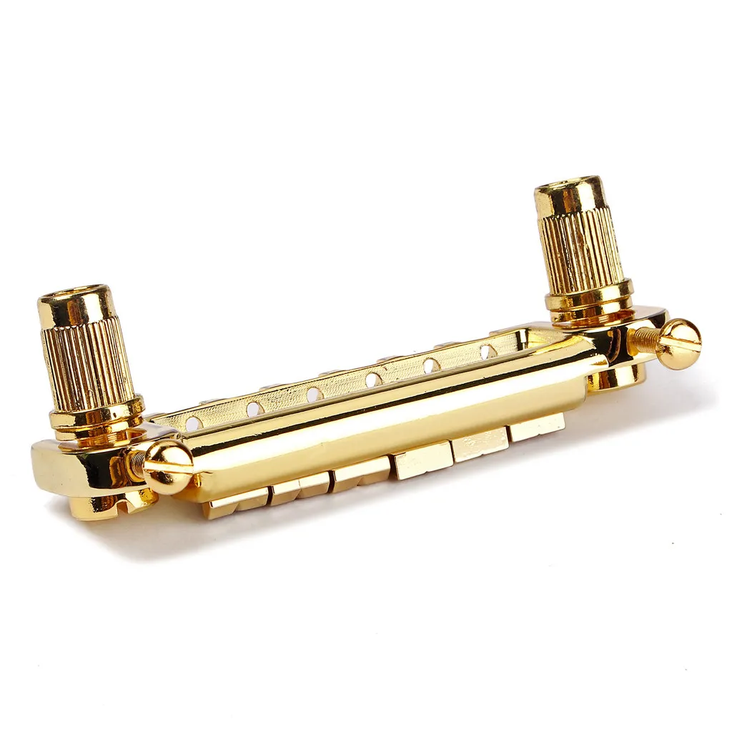 Gold Finished Zinc Alloy Electric Guitar Bridge with Fully Adjustable Roller Saddles for Harmonics Smooth Operation Guitar