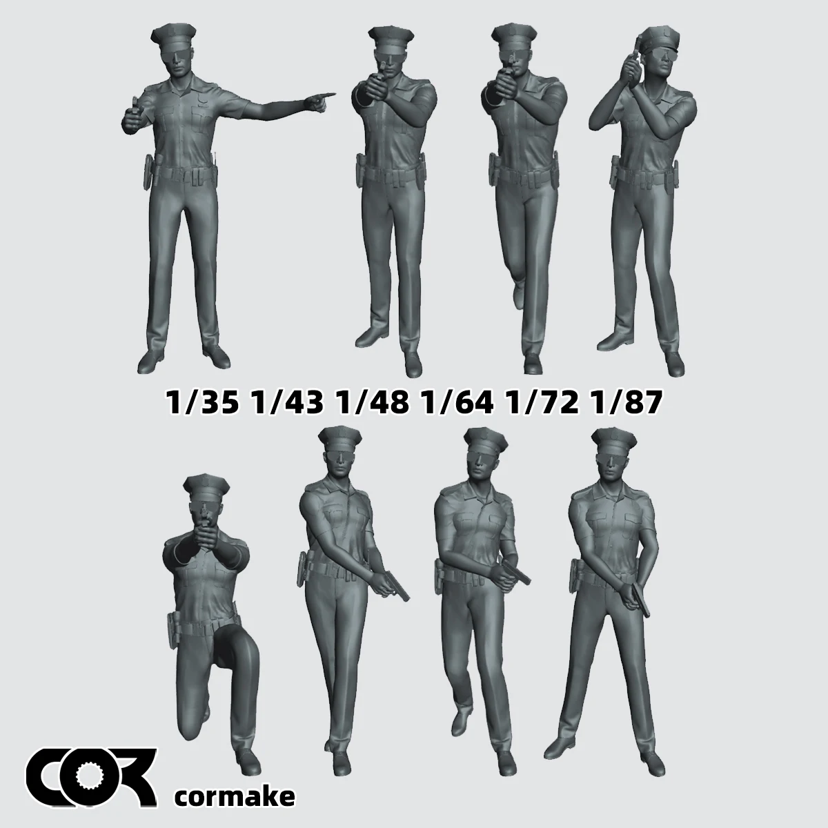 1/35 1/43 1/48 1/64 1/72 1/87 Modellbausatz im Maßstab 3D, Miniatur-Soldatenfiguren aus Kunstharz, unmontierte Polizeifiguren, Diorama