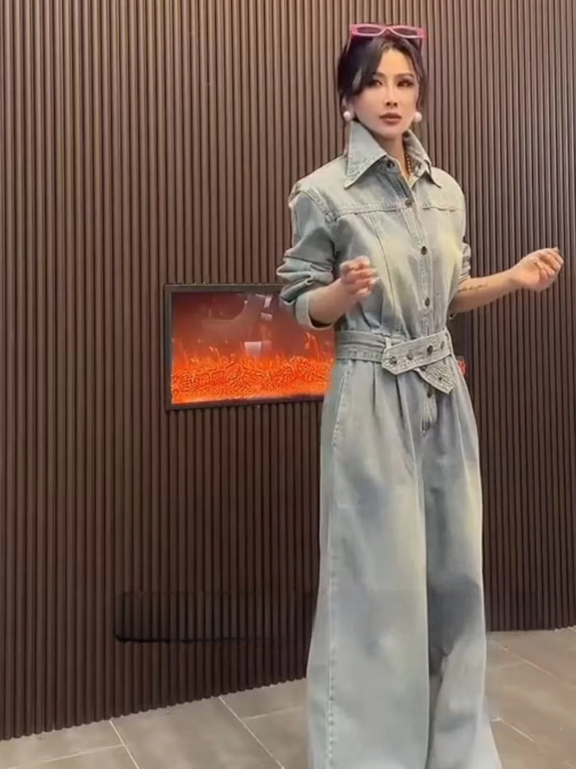 

Korean Sle Denim Overalls Women's High Waist Wide Leg Pants Faion Set Age Reduction Street Sle Mid-Length Sve Long