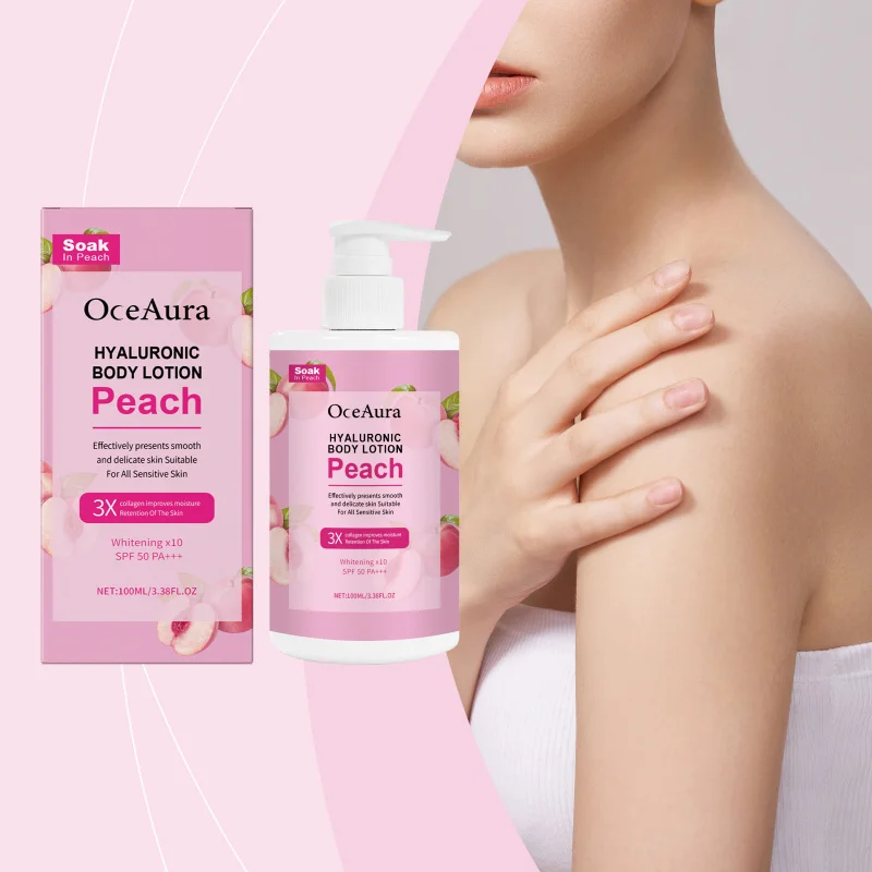 

Peach Body Lotion With Hyaluronic Acid & Niacinamide - Lightweight Moisturizer For Glowing Soft Skin, Non-Sticky 24H Hydration