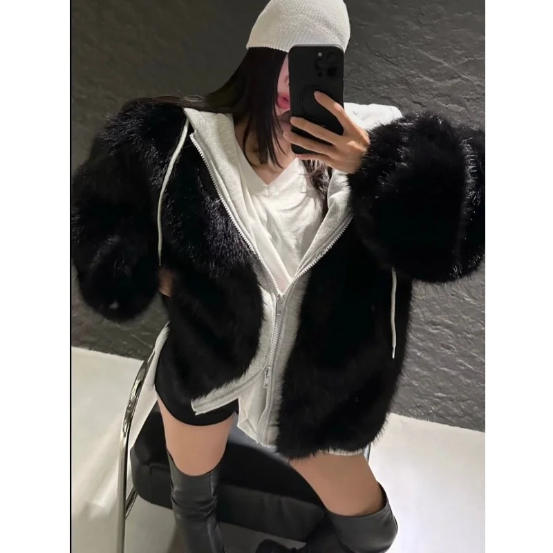 

Женская шуба East Gate Faion, легкая ленивая конструкция, свободная утягивающая кожаная верхняя одежда с капюшоном