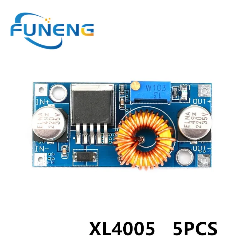 5PCS  XL4005 DSN5000 Beyond LM2596 DC-DC adjustable step-down Buck 5A 75W power Supply module Large current Large power XL4005E1