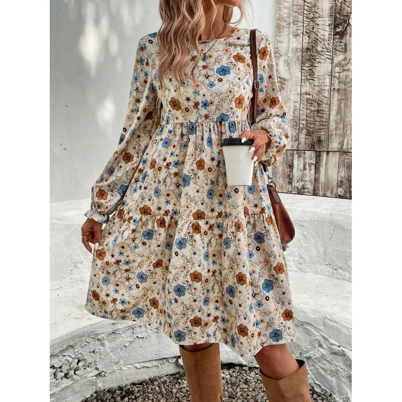 

Printed Hooded Zipper Dress Cross-border 2025 Hot Selling Sleeveless Round Neck Mini Dress Lantern Sleeve Dress