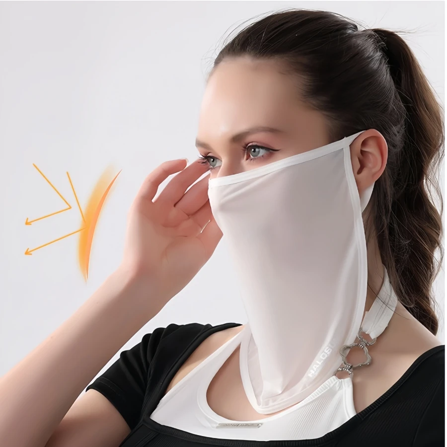 قناع دراجة قابل للتنفس يوميًا مقاوم للرياح والغبار بلون سادة للدراجات النارية وشاح من الحرير الجليدي بالاكلافا للصيف