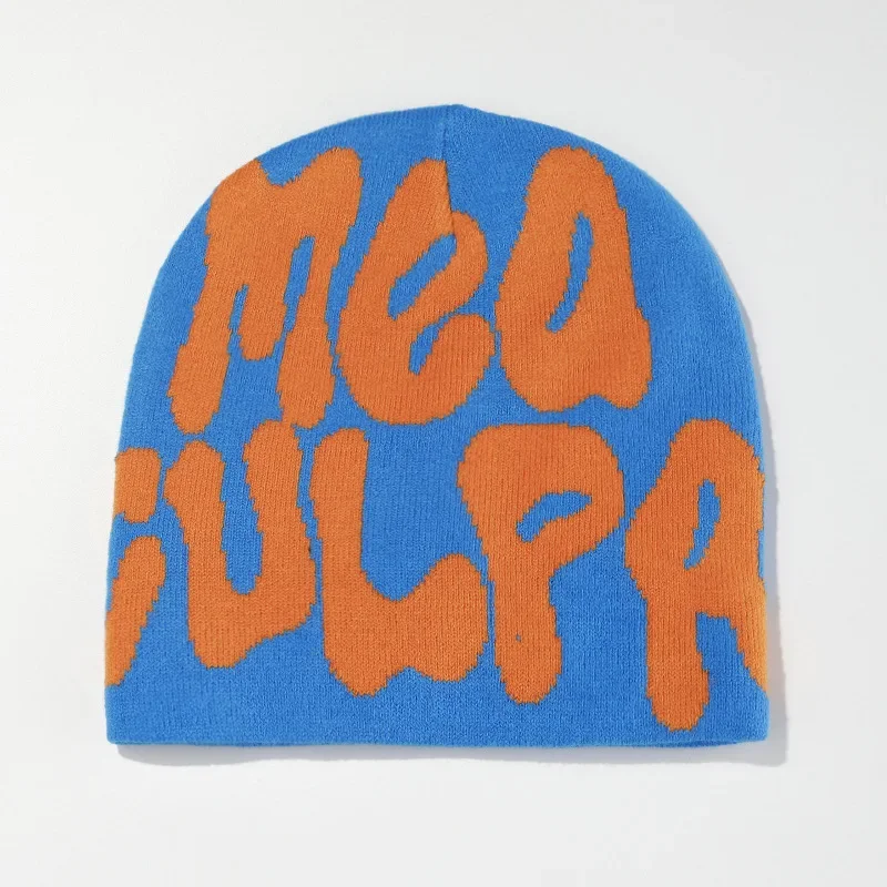 2025 New Knitting Beanies Hat Men Women Paragraph Quality Cap Mea Culpa Y2k Warm Fashion Hundred Take Cold Cap for Women Hats view 3