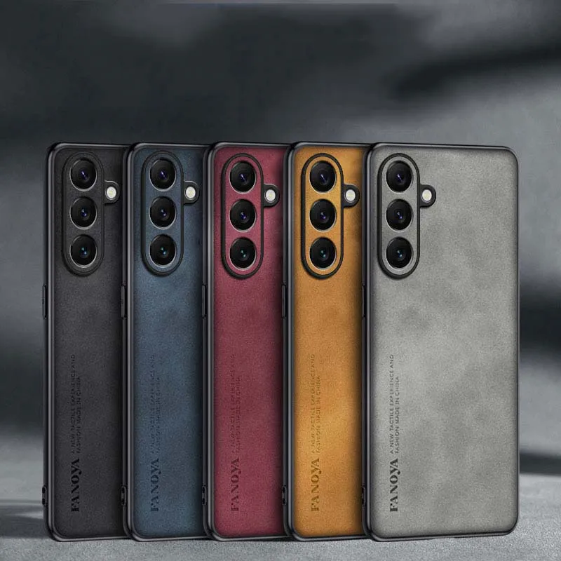 EUCAGR Luxus-Schaffell-PU-Leder-Silikon-Handyhüllen für Samsung Galaxy S26FE S25 FE S25 Edge Plus S25Ultra Back Cover Coque