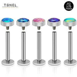 Fashion Opal Ear Cartilage Tragus Piercing 16G G23 Titanium Labret Lip Ring Stud Women Internal Thread Labret Body Jewelry