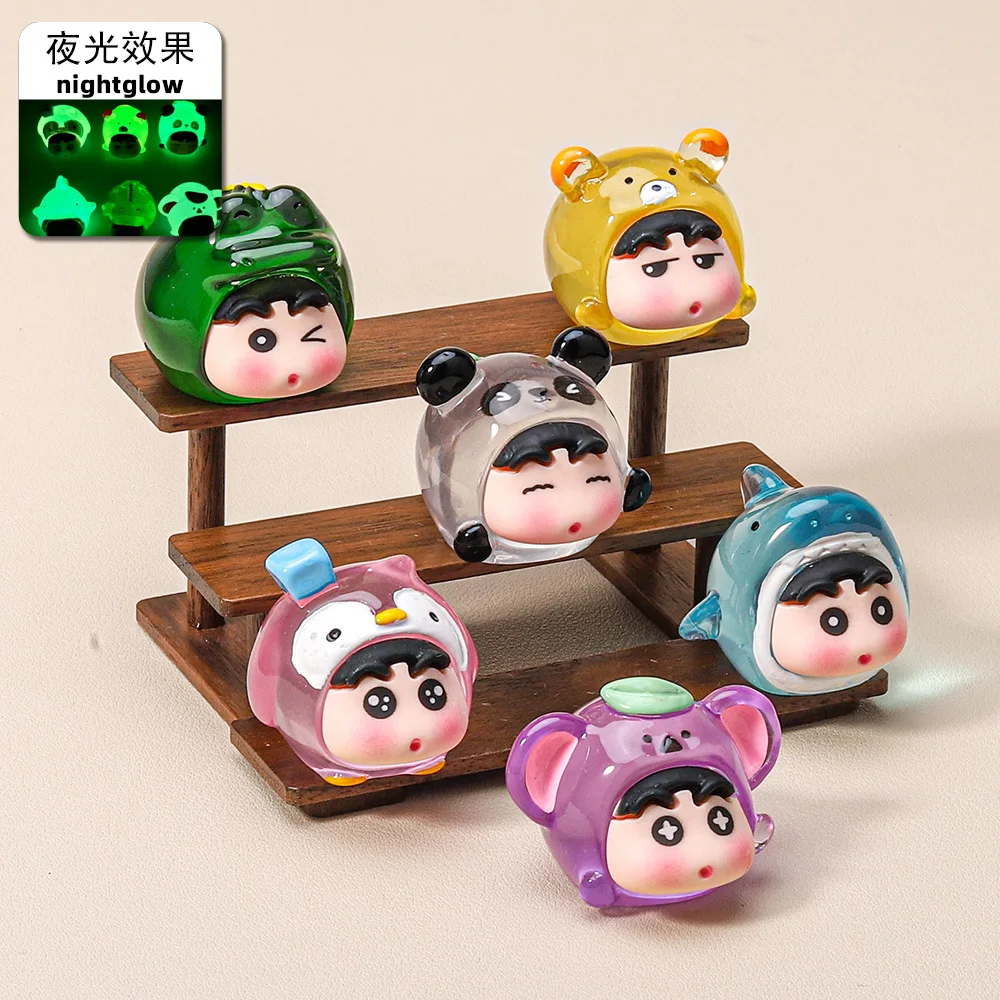 

6pcs/Set Anime Crayon Shin Figure Toy luminou Figurine Desktop Model Ornaments Toys Boys Girls Christmas Gifts