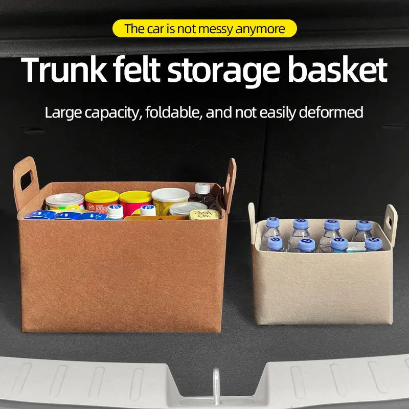 Universal Auto Trunk Storage Artifact Felt Auto Storage Bag Storage Box Car Accessories Tools Fit for Car Truck SUV Etc.