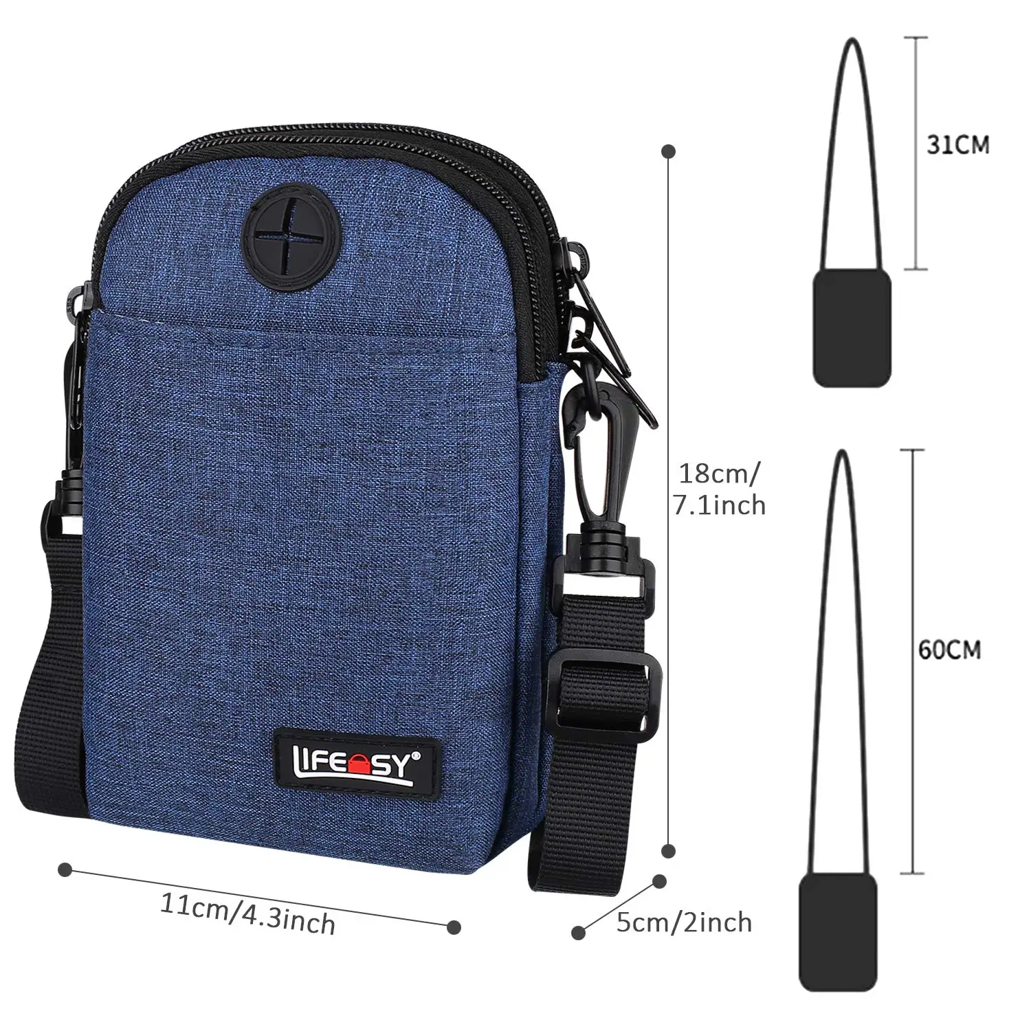 Daily Use Crossbody Sling Bag, Multi-Compartment Chest Pack with Earphone Port for Travel Commute, Secure Pockets for Men Women