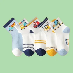 Calcetines cómodos y transpirables de malla para niños, medias informales con estampado de dibujos animados, antipelusas, para primavera y verano, 5/10 pares