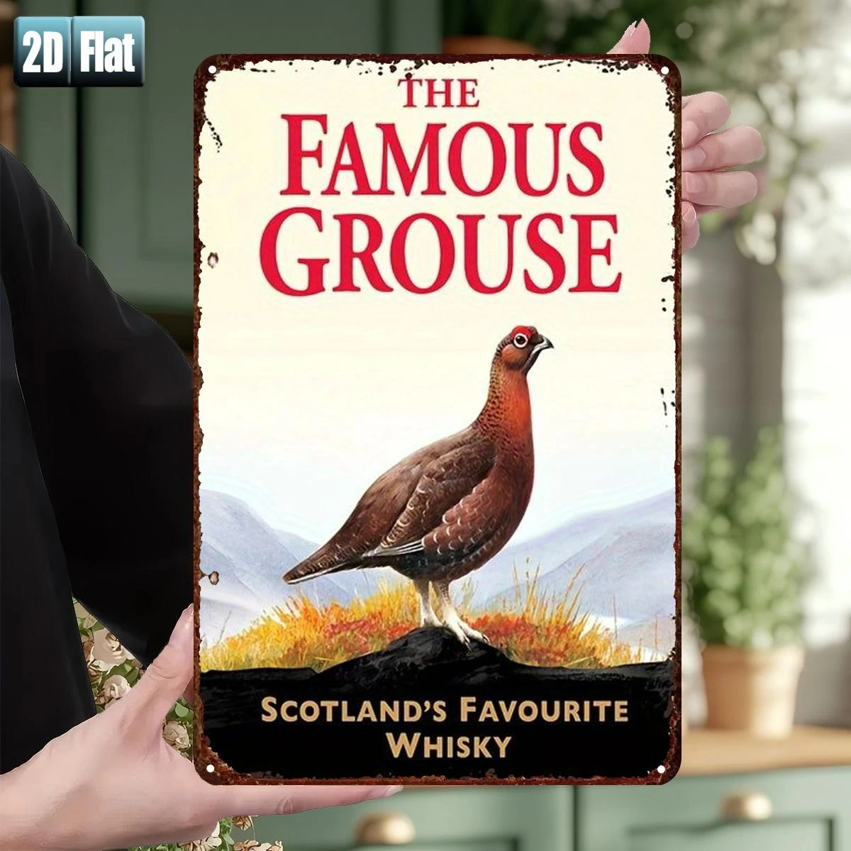 Famosa Placa Metálica Decorativa de Whisky Grouse - Decoración de Pared Vintage Duradera, Arte de Pared para Hogar, Oficina, Bar o Cueva del Hombre