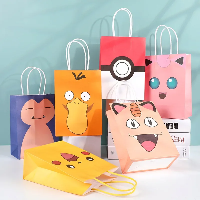 Cartoon Kawaii Pokemon Holiday Gifts Gengar Snorlax Candy Paper Bag Favorite Top Packaging Event Party Festive Supplies Home