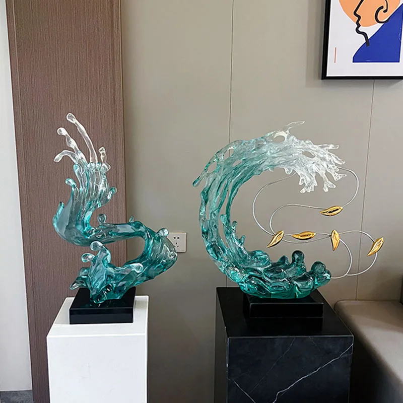 Home Decor Creative Abstract Wave Sculpture Decoration Entrance Living Room Villa Office Desktop Art Statue Decorations Crafts