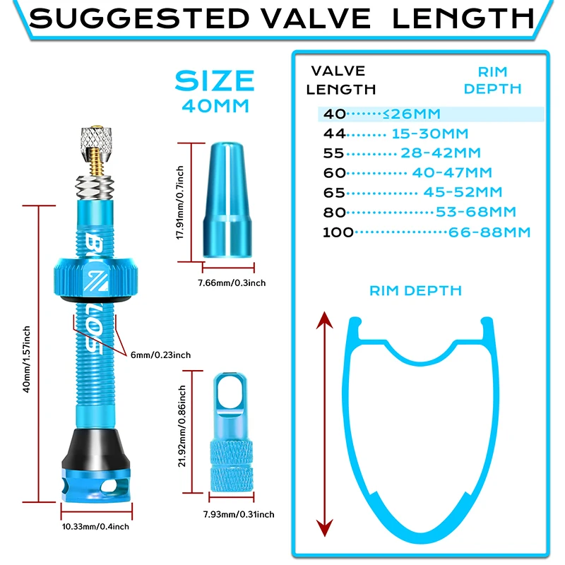 Bucklos F/V Tubeless-Ventile 40mm/44mm Rennrad Presta-Ventil Aluminium legierung Fahrrad Tubeless Felgen ventil Fahrrad zubehör