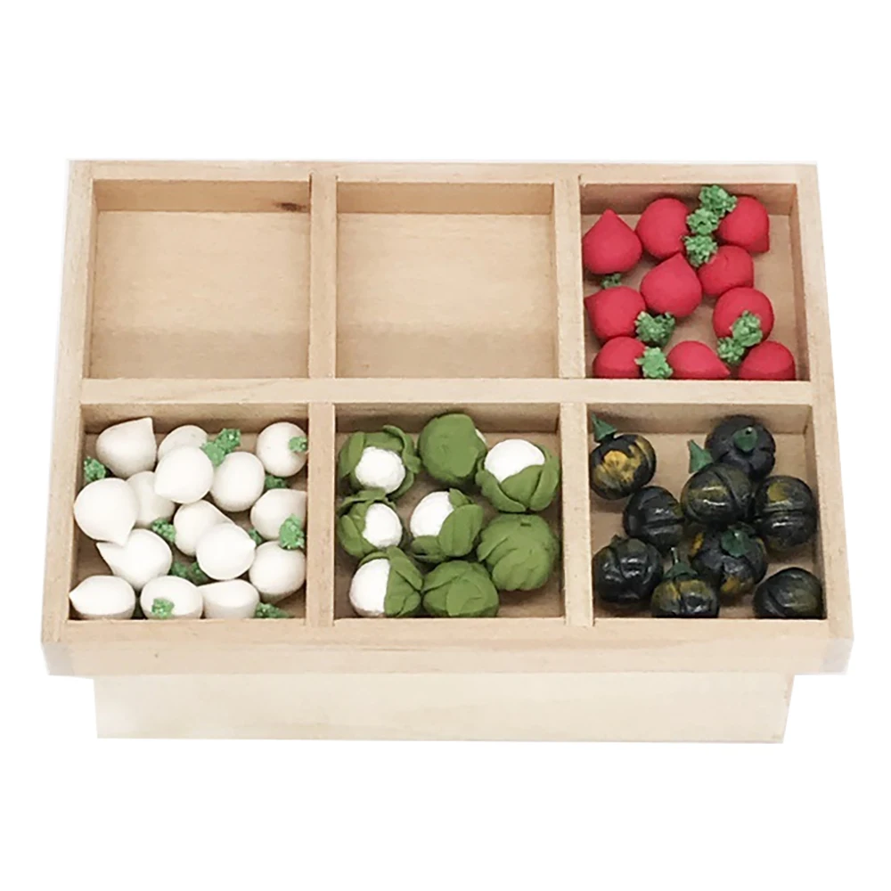 

1/12 Dollhouse Miniature Wooden Vegetable Rack Mini Fruit Display Cabinet Toy for Doll House Accessories Decoration ob11 bjd