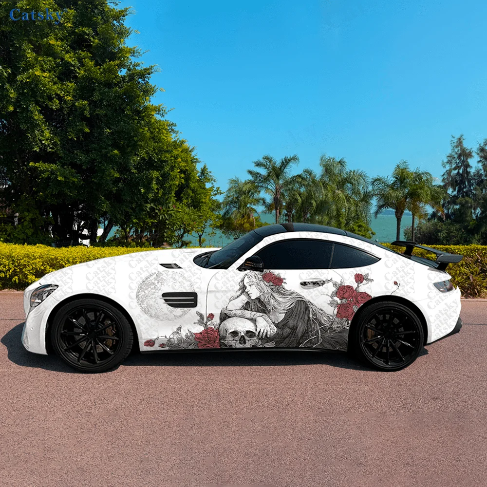 

Красочный ангел с черепом, украшение на боковую наклейку автомобиля, водонепроницаемая ПВХ-наклейка, устойчивая к царапинам, защита автомобиля, автоаксессуары в подарок