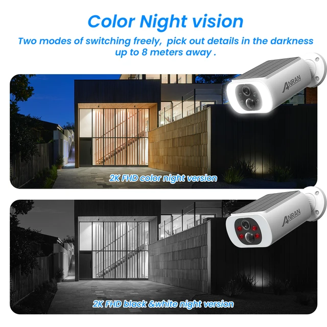 ANRAN 2K Solar Security Camera 3/5MP Outdoor Wireless 2.4G WIFI Camera Battery Cam Floodlight Color Night Vision Can't Add NVR 6 ANRAN 2K Solar Security Camera 3/5MP Outdoor Wireless 2.4G WIFI Camera Battery Cam Floodlight Color Night Vision Can't Add NVR 6
