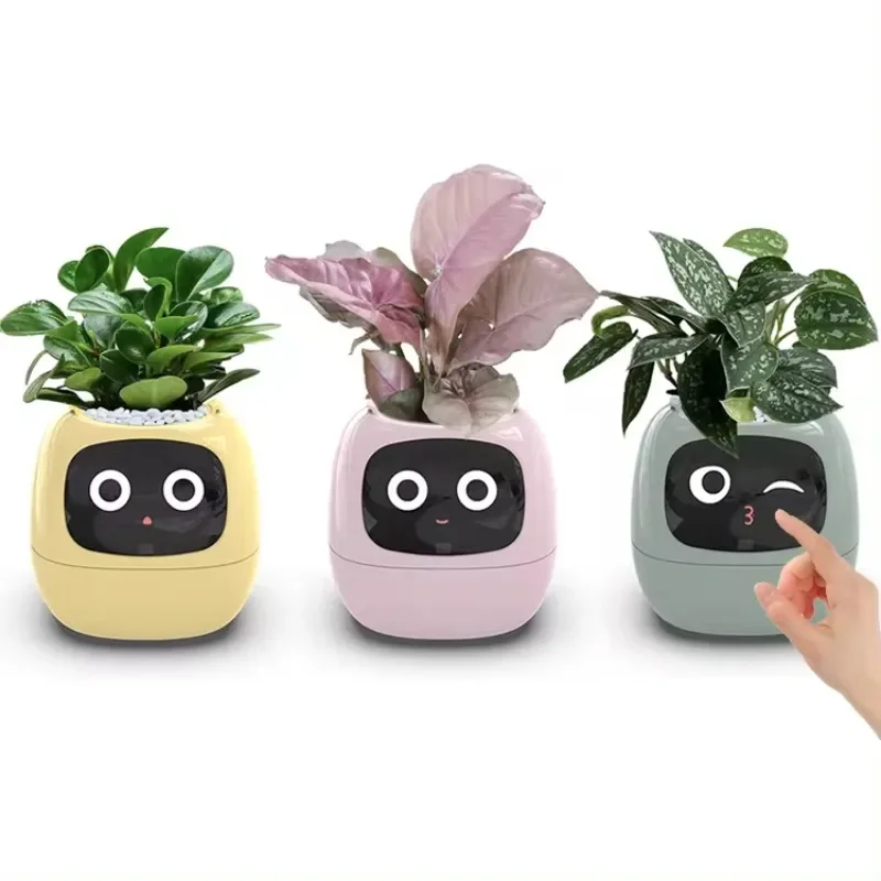 Smart Mimi Flower Pot AI Sensor Facial Interaction APP Digital Pet Self Watering Small Flower Pot