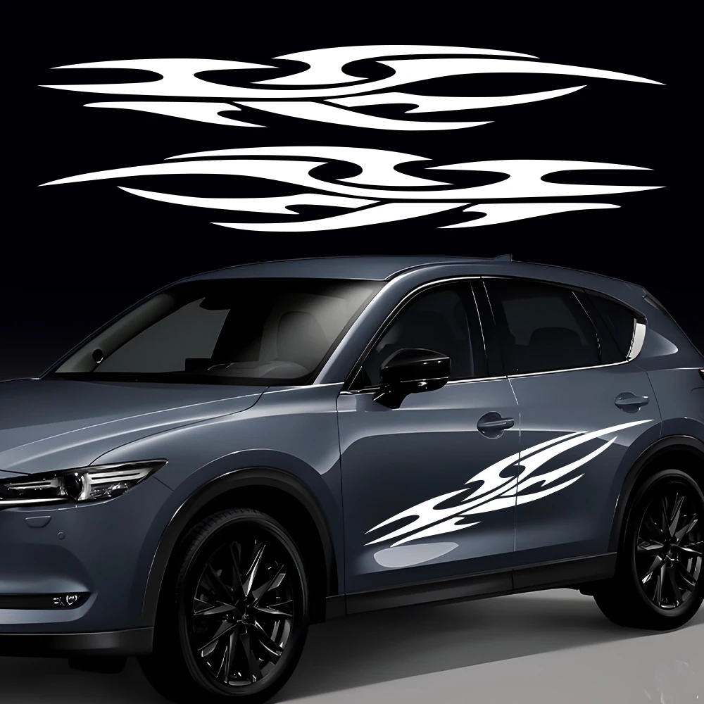 2Pcs Tribal Flame Side Door Vinyl Stickers For Mazda CX‑5 KE KF 2012‑2025, Waterproof Sport Graphic Decal SUV Auto Exterior