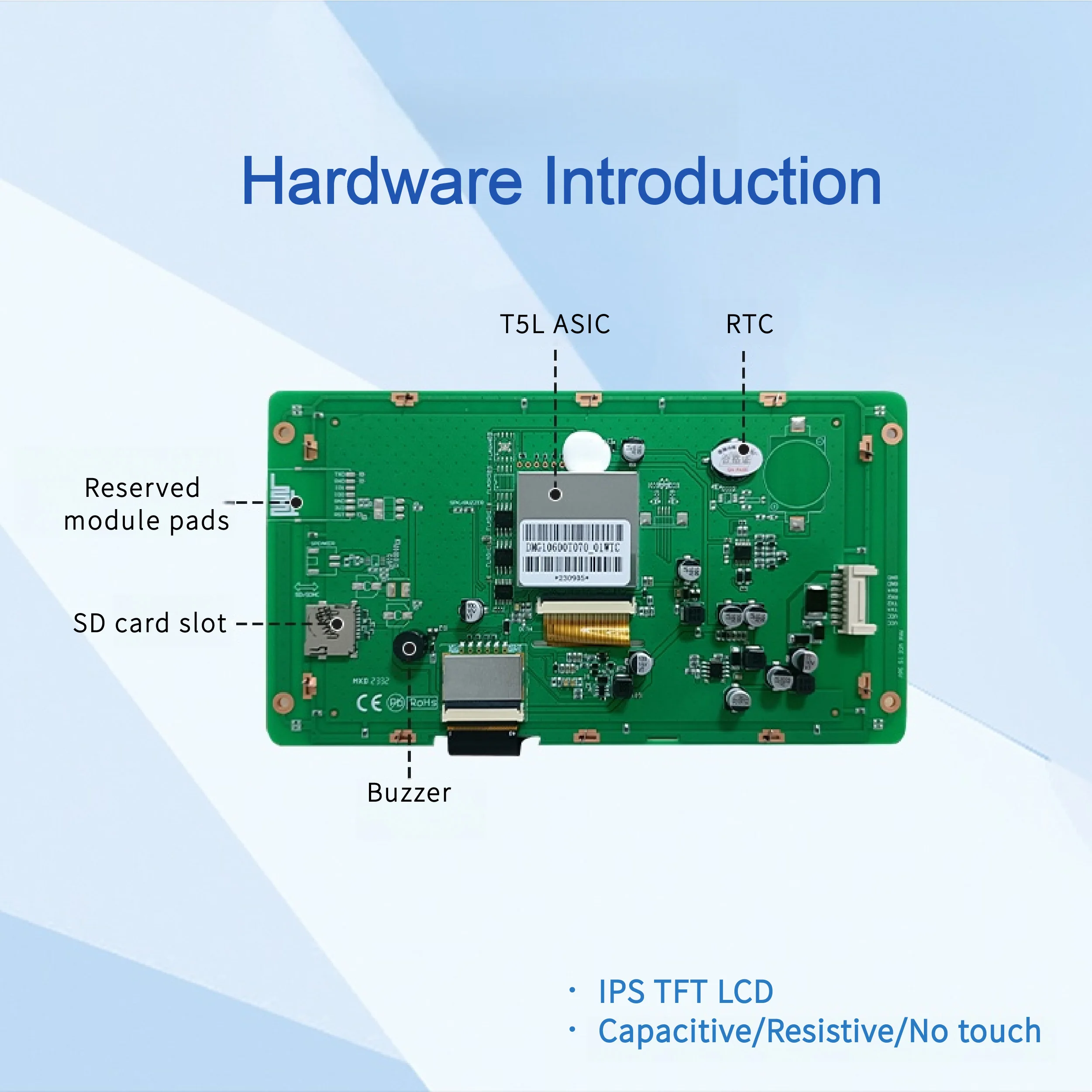 DWIN-módulo LCD Arduino, pantalla HMI ESP32 de 7,0 pulgadas, resolución de 1024x600, dmg10600t070 _ 01W