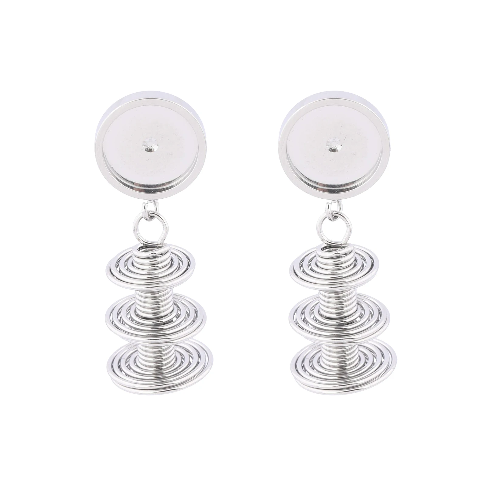 6pcs Stainless Steel Fit 10mm Cabochon Earring Base Blanks Studs With Triple Swirl Diy Earrings Jewelry Making Accessories