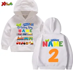 Birthday Kids Hoodies Sweatshirts Personalized Toddler Boy Hoodies Kid Toy Car Birthday Shirt Custom Name Baby Hoodie Sweatshirt