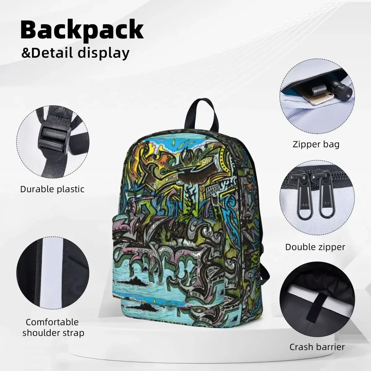 Life Watercolour Backpack Boy Girl Bookbag Children School Bag Cartoon Kids Rucksack Travel Rucksack Shoulder Bag Large Capacity