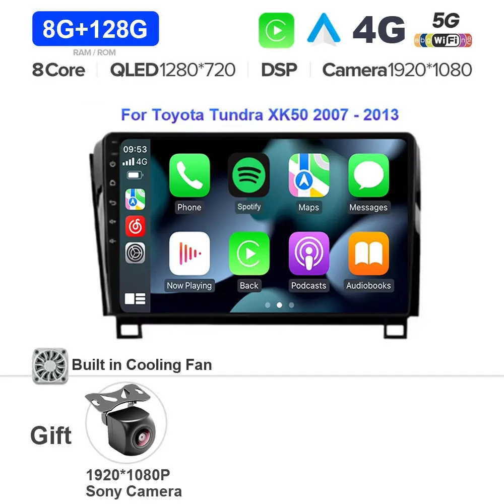 Android 15 Voor Toyota Tundra XK50 2007-2013 Sequoia XK60 2008-2017 Carplay Auto Radio Multimedia Video speler 5G WIFI