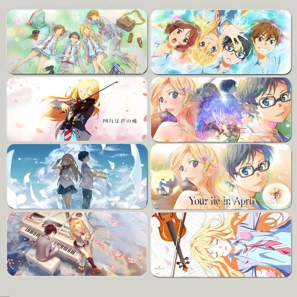 music piano Y-Your Lie in April Mouse Pad Large Gaming Mousepad with Thick Stitched Edge Non-Slip Desk Mat