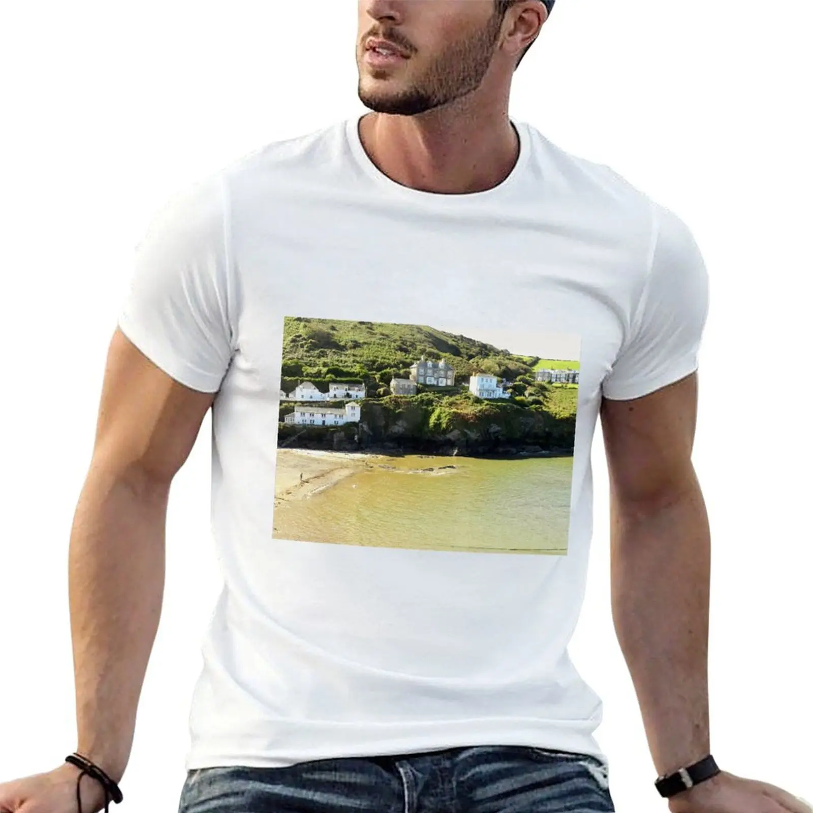 Doc Martin's Surgery and the Bert Large Restaurant, Portwenn(Port Isaac). Conwall T-Shirt Active Wear Sports T-Shirt for Men