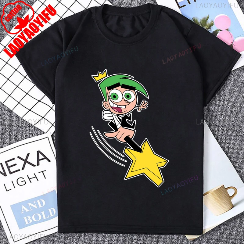 مضحك تيمي واندا كوزمو الجرافيك The Fairly Oddparents تي شيرت موضة عادية فضفاض التنفس الراحة القطن Y2k للجنسين تي شيرت