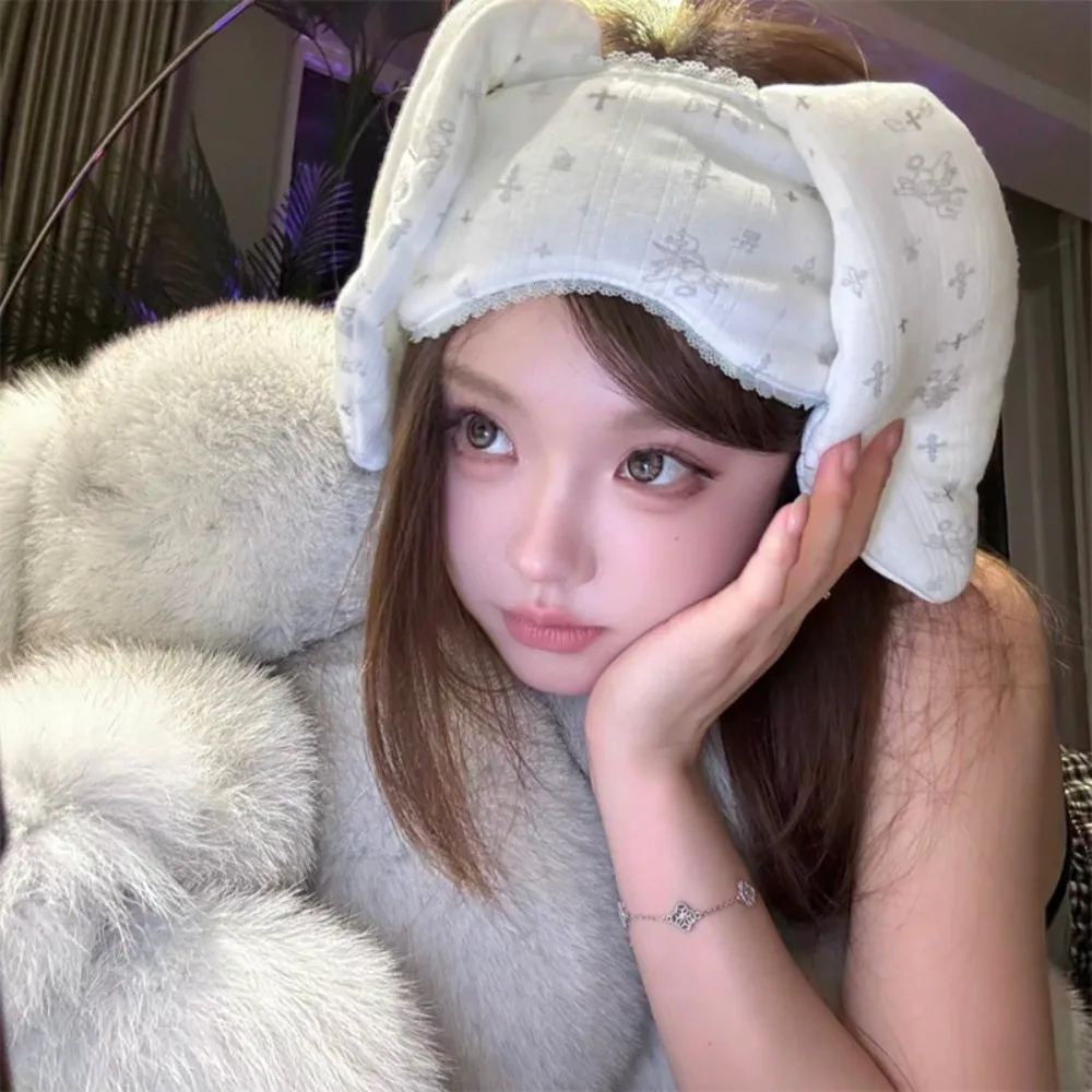 أزياء بسط لوب الأذن أرنب عقال الكرتون لينة الأرانب العين الظل الحلو Kawaii أرنب الغمامة غسل الوجه