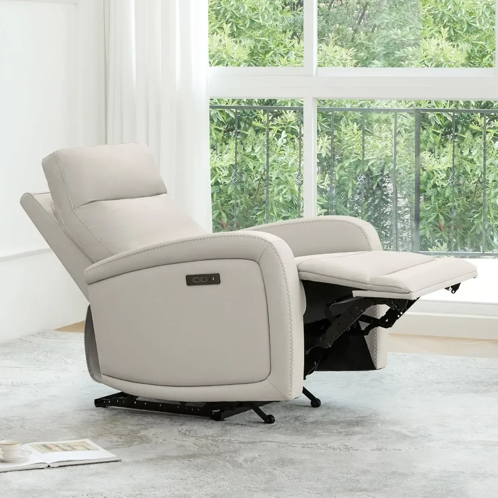 Petit fauteuil inclinable électrique en cuir Él, appuie-tête électrique, chargeur de type C, salon, siège de cinéma maison