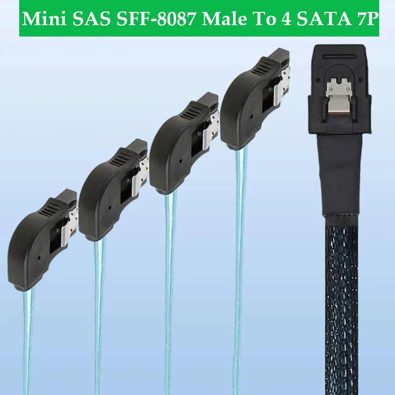 ADT-Link Mini SAS SFF-8087 Male To 4 SATA 7P Female Right Bend High Speed Server Cable - Ideal for Efficient Data Transmission
