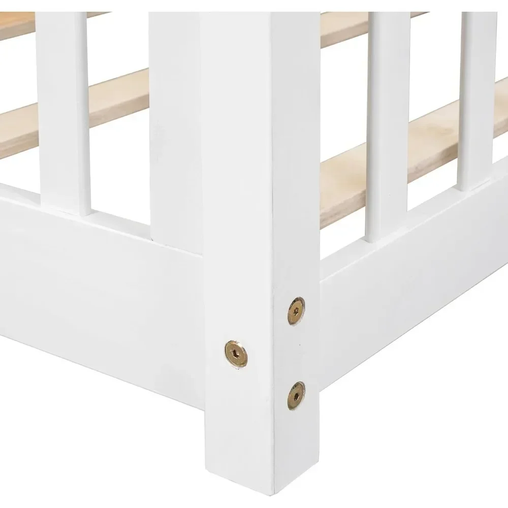 Twin Size Boden Bett rahmen mit Sicherheits zaun und Holz latte, Holz Montessori Boden bett, Kleinkind Boden Bett rahmen, mehrere Farben