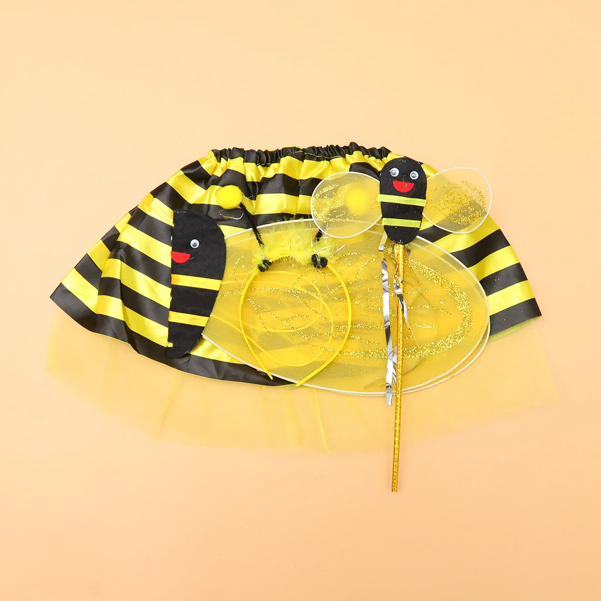 

4Pcs Bee Wings Kids Costume Set Light Weight Fairy Wand Hair Hoop Skirt Girls Dress Up Birthday Pretend Play Toddler cosplay