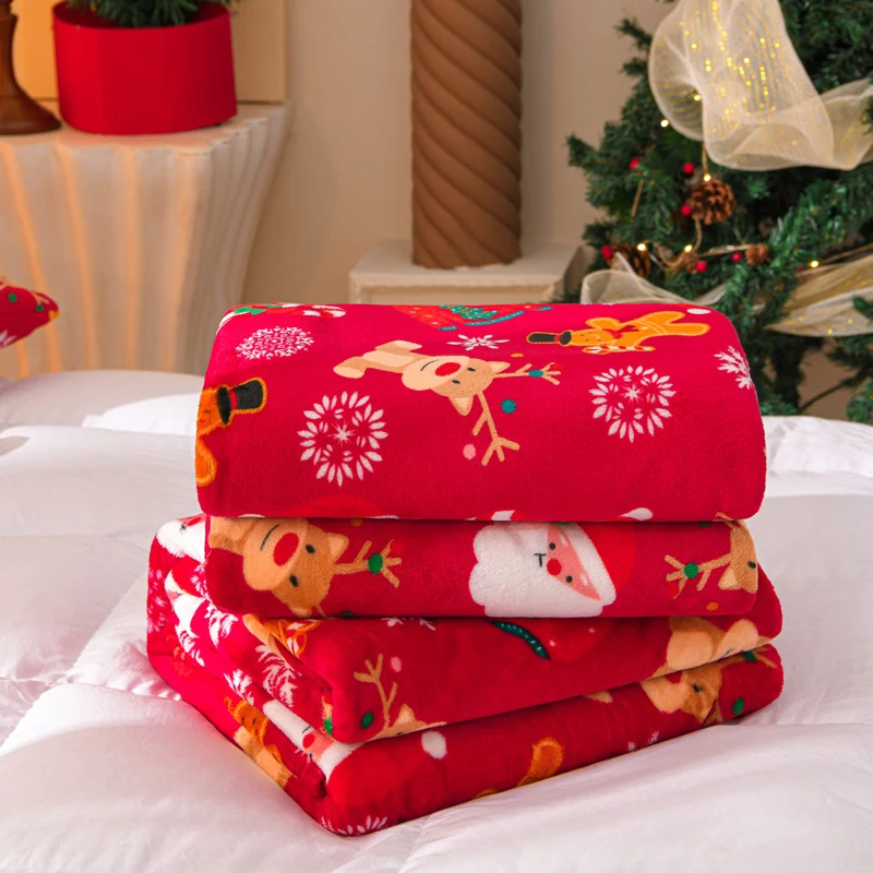Christmas Flannel Fall Winter Throw Blanket for Sofa Warm Shawl Lap Blanket Soft Cozy Single Double Bed Blankets Home Decoration